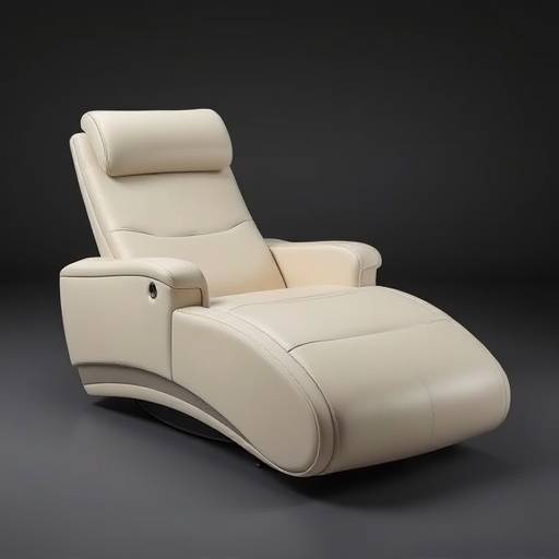 A sleek chaise lounge with adjustable headrest and premium leather upholstery