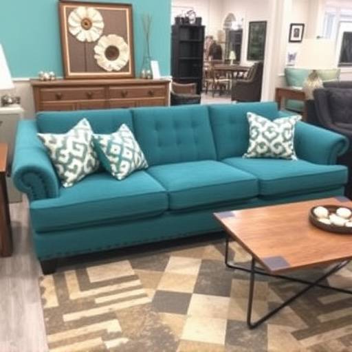 The top-selling Austin Daydreamer sofa in a vibrant teal color